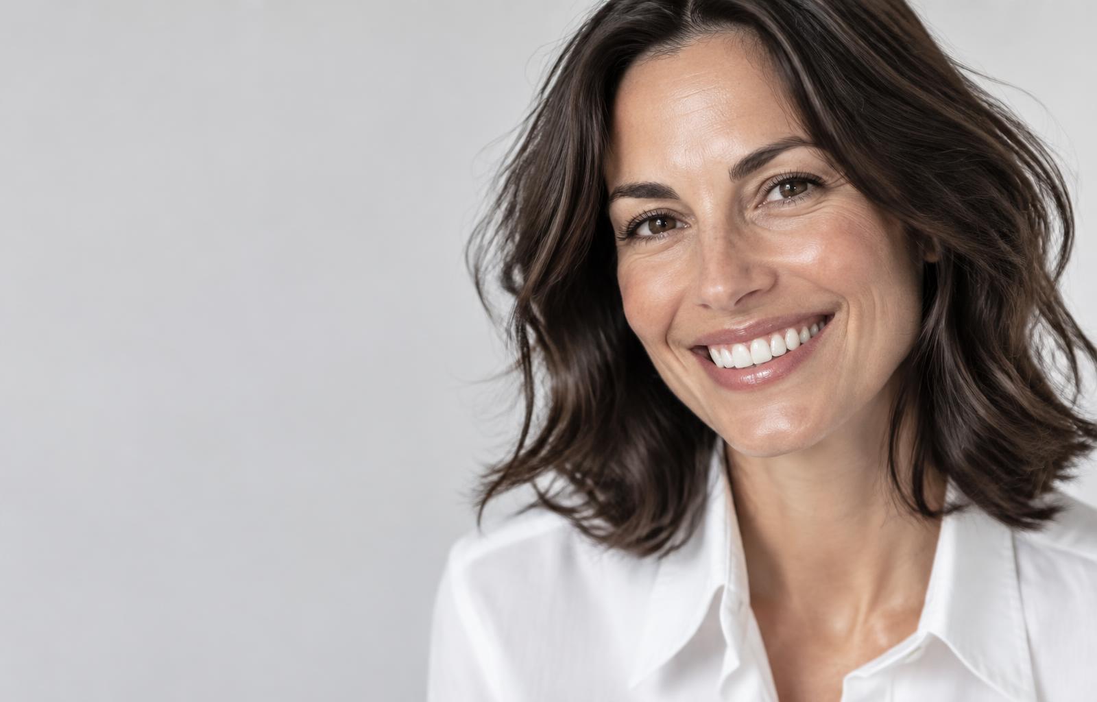 Illustrative editorial smile portrait